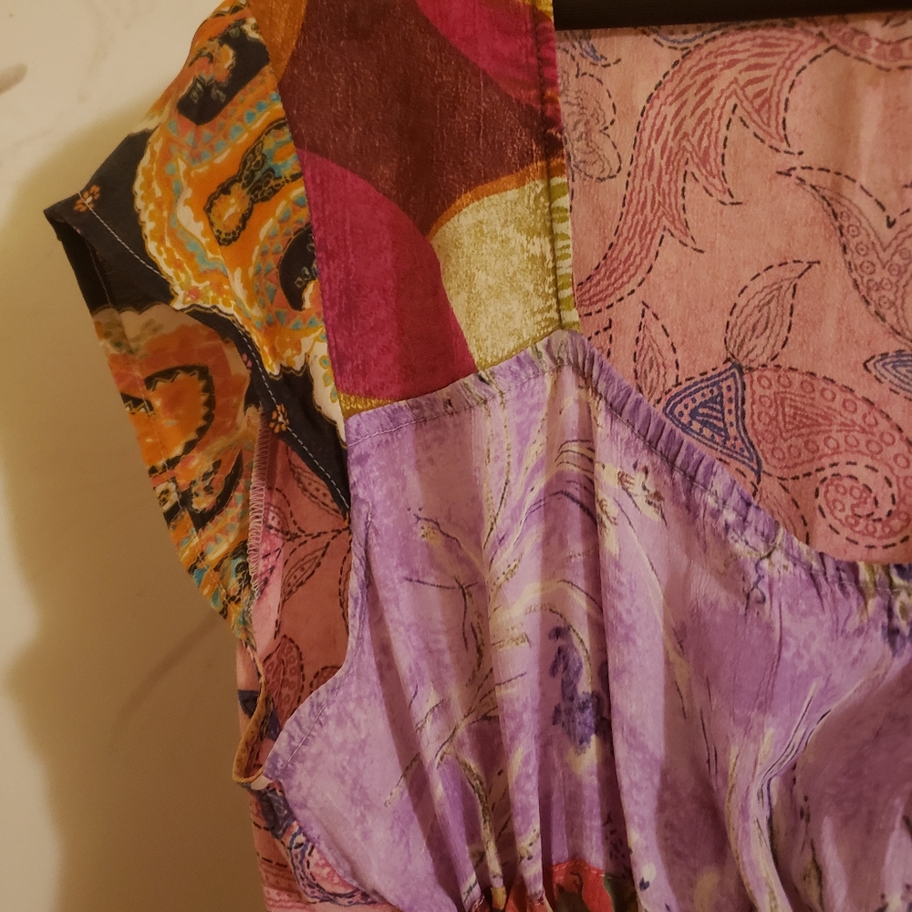 Sacred Threads Floral Patch 100% Rayon Midi Empir… - image 5